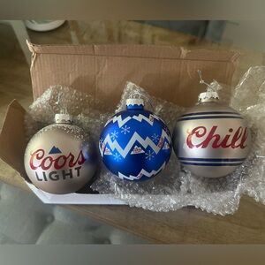 Christmas Coors Light Christmas Tree Hanging Holiday Bulb Ornaments - 3 Pack
